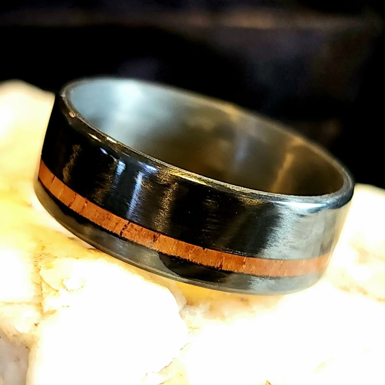 Carbon fiber with thin, offset Koa inlay