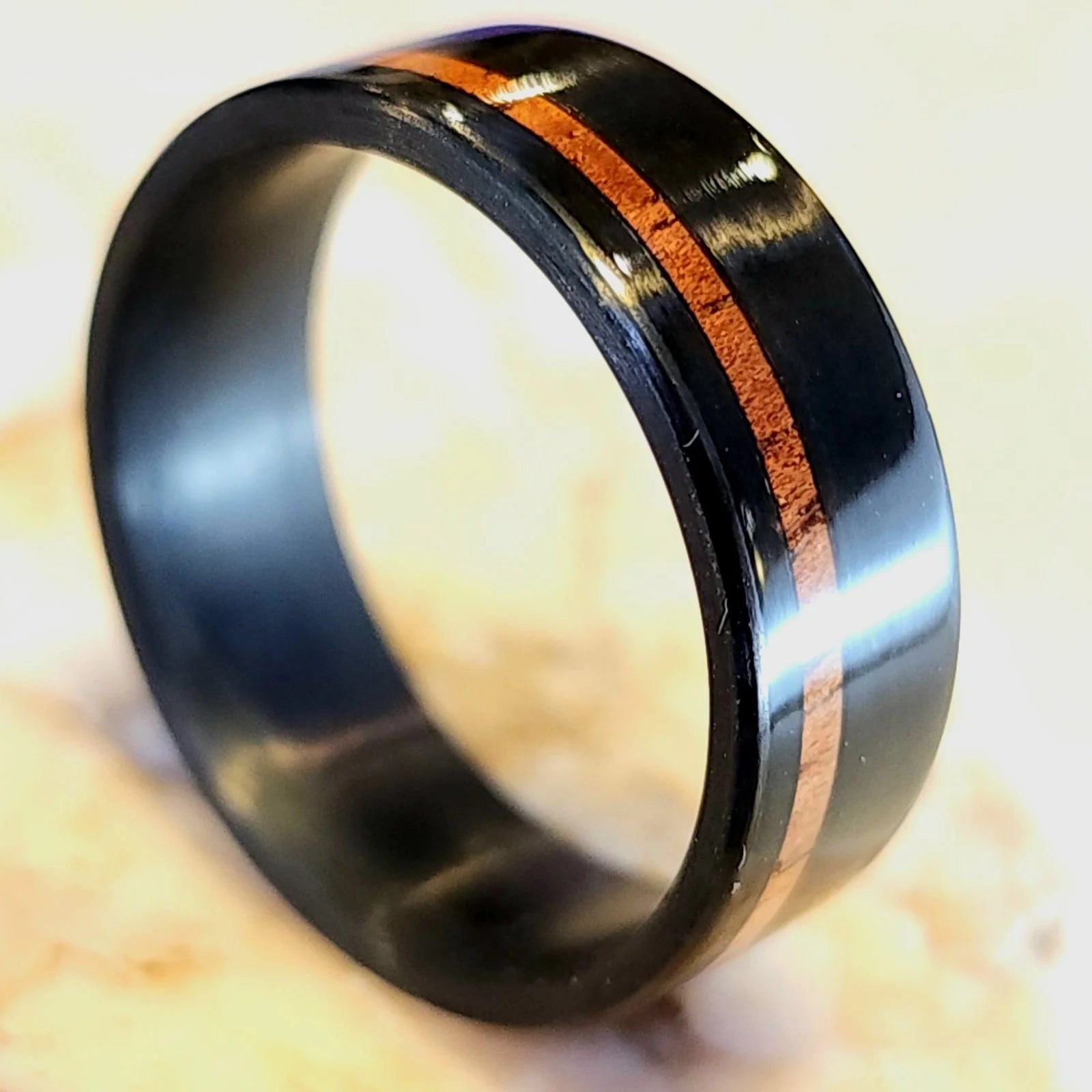 Carbon fiber with thin, offset Koa inlay