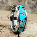 Tungsten or Titanium with Turquoise Inlay