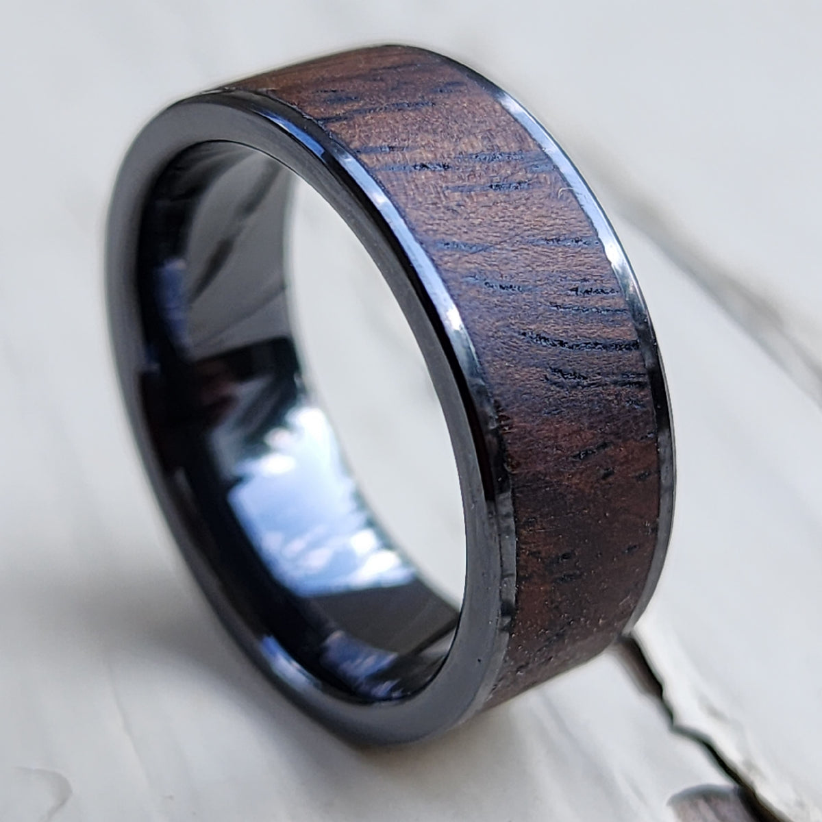 Black Ceramic with Wood Inlay