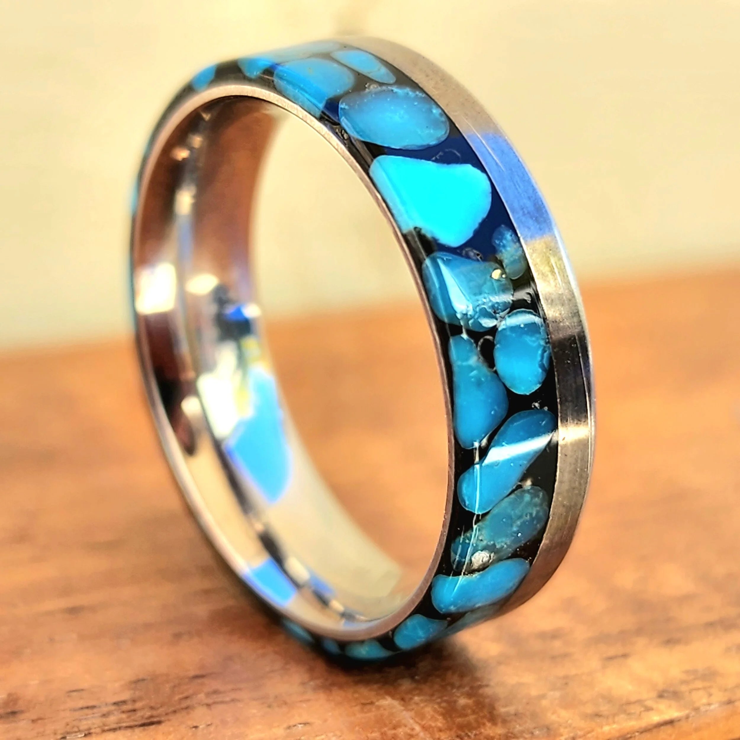 Titanium with Offset Turquoise (2/3 to edge)