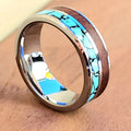 Turquoise and Desert Ironwood Two inlay (Tungsten or Titanitum) Tungsten is featured in 8mm.