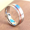 Titanium with Narrow, Offset, Fire Opal Inlay