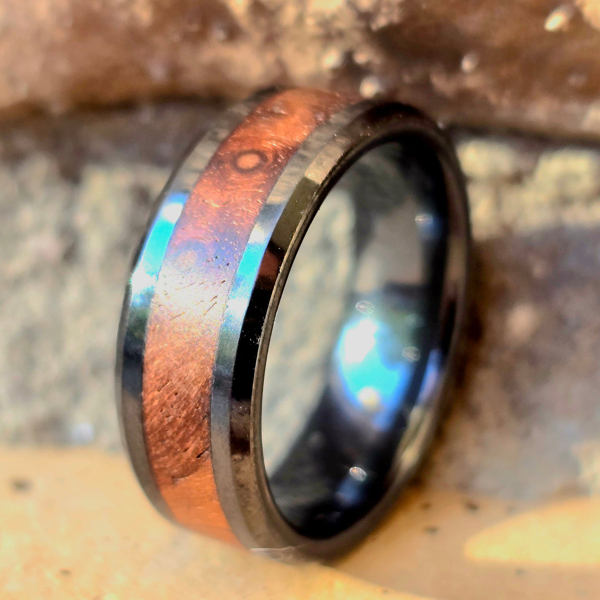 Black Ceramic with Wood Inlay