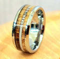 Triple Inlay Ring with Whiskey Barrel and Elk Antler